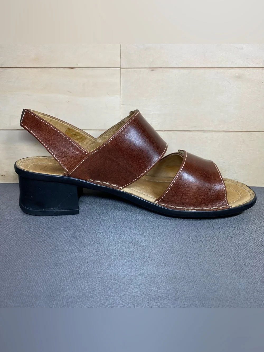 Josef Seibel Sandals Brown Leather Women's Size 7.5 Shoes EU38 Adjustable